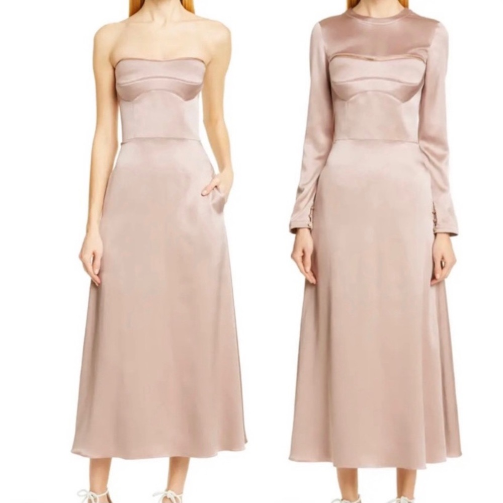 Brandon Maxwell Convertible Bodice CharmeuseDress